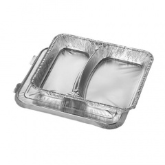 50 Menüschalen + Deckel, Alu 2-geteilt 830 ml 22,7 cm x 17,7 cm x 3 cm