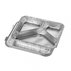 50 Menüschalen + Deckel, Alu 3-geteilt 760 ml 22,7 cm x 17,7 cm x 3 cm
