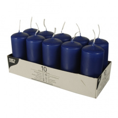 10 Stumpenkerzen Ø 40 mm 90 mm dunkelblau