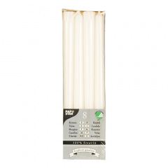 8 Leuchterkerzen Ø 2,2 cm 25 cm weiss aus 100 % Stearin