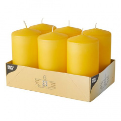 6 Stumpenkerzen Ø 60 mm 115 mm goldgelb