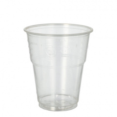 25 Kaltgetränkebecher, PLA -pure- 0,3 l Ø 9,5 cm 11 cm glasklar mit Schaumrand