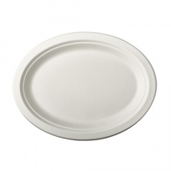 50 Teller, Zuckerrohr -pure- oval 26 cm x 20 cm x 2 cm weiss