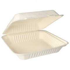 25 Menüboxen, Zuckerrohr -pure- ungeteilt 8,5 cm x 24,5 cm x 24,5 cm weiss