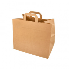 50 Tragetaschen, Papier 27 cm x 32 cm x 17 cm braun mit Tragegriff