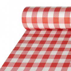 Papiertischtuch mit Damastprägung 50 m x 1 m rot Vichy Karo