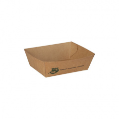 80 Snacktrays, Pappe pure 3,5 cm x 7 cm x 9 cm braun 100% Fair klein