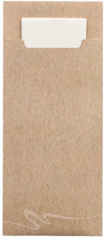 520 Bestecktaschen 20 cm x 8,5 cm natur inkl. weißer Serviette 33 x 33 cm 2-lag.