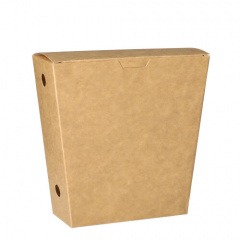 50 Pommes-Frites-Schütte, Pappe pure 4,3 cm x 14,5 cm x 11 cm braun mit Klappdeckel