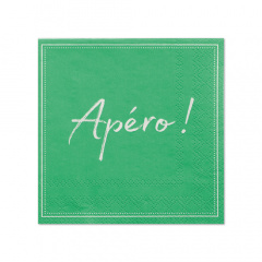 20 Servietten, 3-lagig 1/4-Falz 25 cm x 25 cm grün Apero