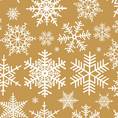 20 Servietten, 3-lagig 1/4-Falz 25 cm x 25 cm gold Snöstjärnor
