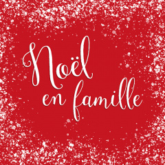 20 Servietten, 3-lagig 1/4-Falz 33 cm x 33 cm rot Noel en Famille